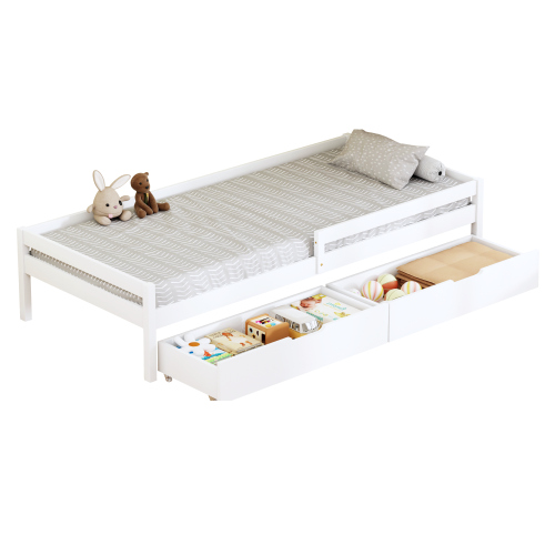 Posteľ s úložným priestorom, 90x200, biela, MIX NEW